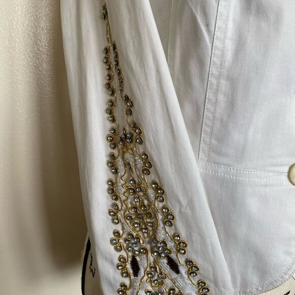 INC International Concepts Petite White Jacket with Sleeve Appliqué NEW Size S - Picture 4 of 10